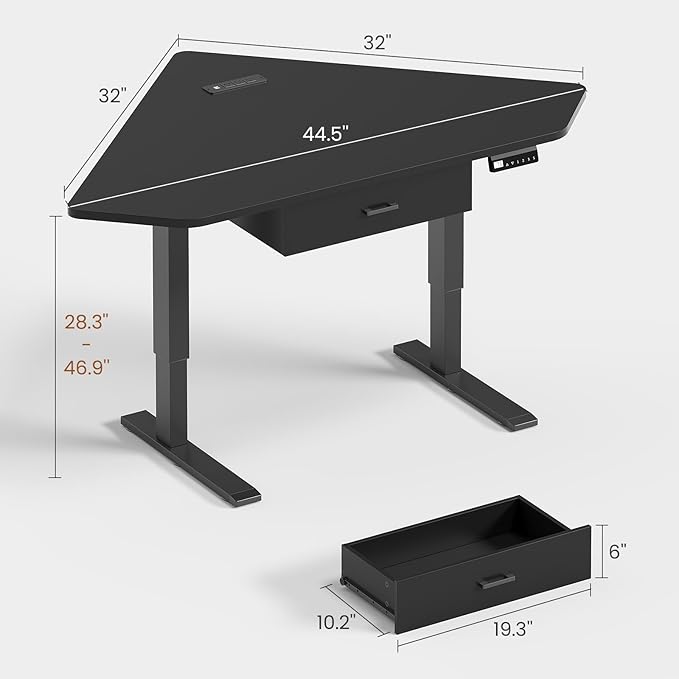 SEDETA Corner Standing Desk, 32'' Small Height Adjustable Electric Computer Desk with Drawer for Gaming, Small Space, Stand up Home Office Writing Desk, Small Gaming Table, Black