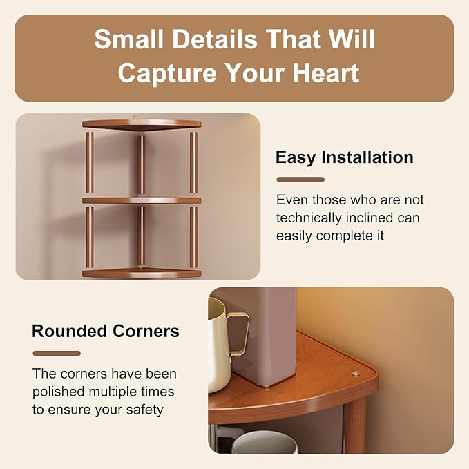 90° Corner Desktop Storage Shelves, Open Multi-Layer Storage Shelf, Strong Load-Bearing Capacity, for Office Desks, Kitchens, and As a Cup Holder(8.6in/22cm)
