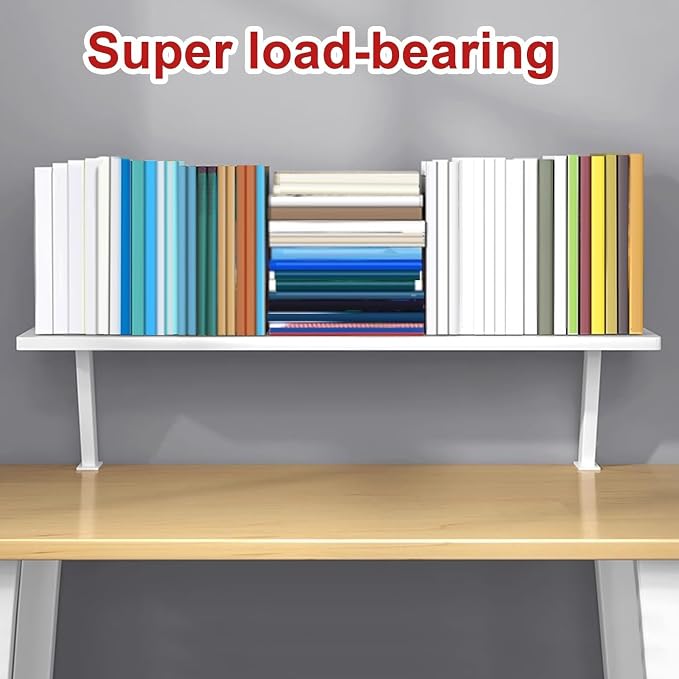Clamp on Desk Organizer Shelf, Clamp on Desk Shelf, Desk Extension Shelf, Floating Desk Shelf, Clamp on Base, Adjustable Desk Extender Side Table, Desktop Storage Shelf(White,40cm/15.7")