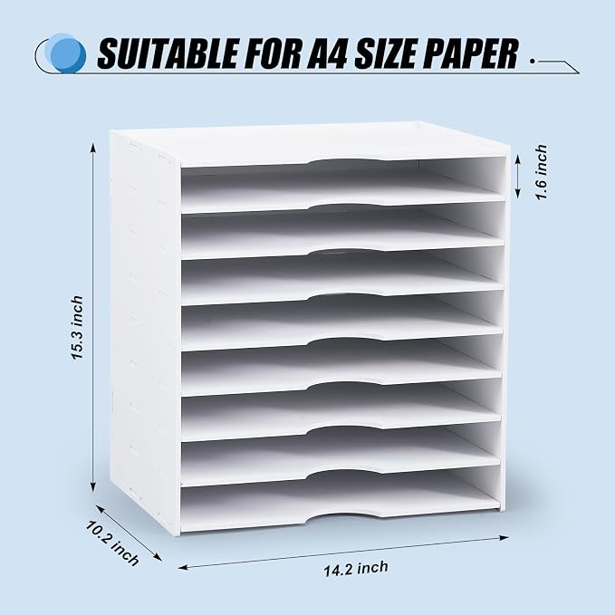Juexica 9 Tier Scrapbook Paper Organizer 14.2 x 10 x 15.4 Inch Stackable Paper Storage Holder for Desk Desktop File Organizer for Home Office Classroom School