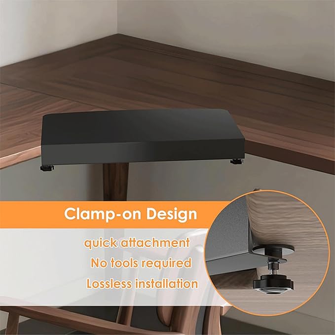 17 inch Corner Desk Connector, L Desk Corner Sleeve with Mounting Under Desk Drawer, Platform Extender Attachment for Extender Desk Space, Computer Laptop Home Office