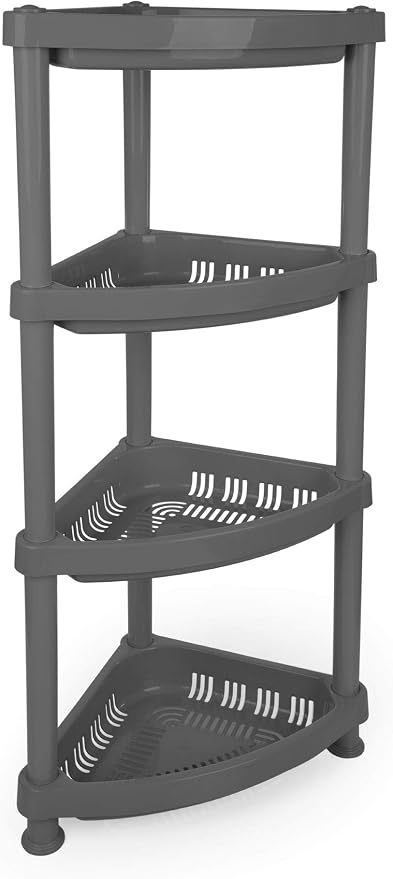 Mintra Home Light Duty Plastic Storage Racks (Corner Rack, Grey)