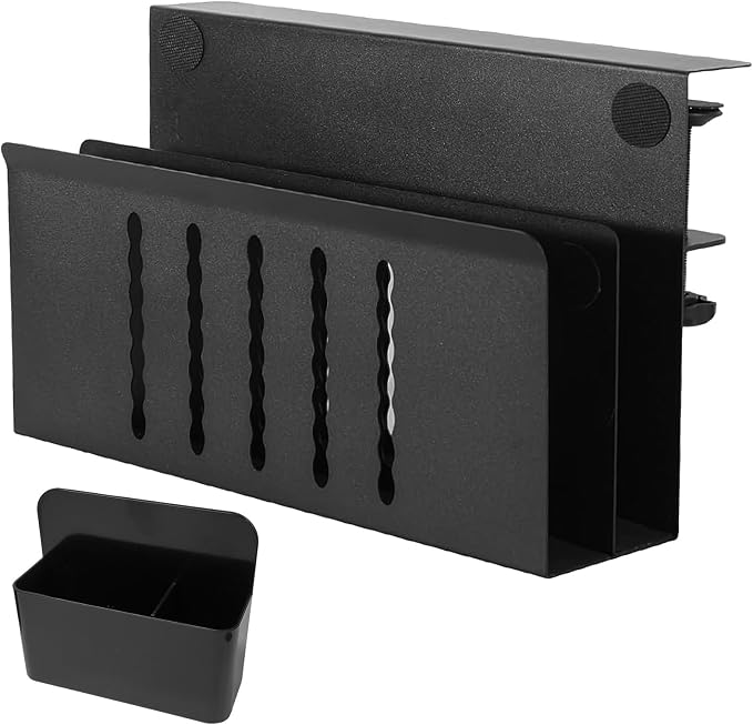2 Tier Clamp On Desk Shelf, Metal Side Desk Organizer with Pen Holder for Home and Office, Laptop Holder No-Drill Mount for Desktops Up to 2.1 inch Thick
