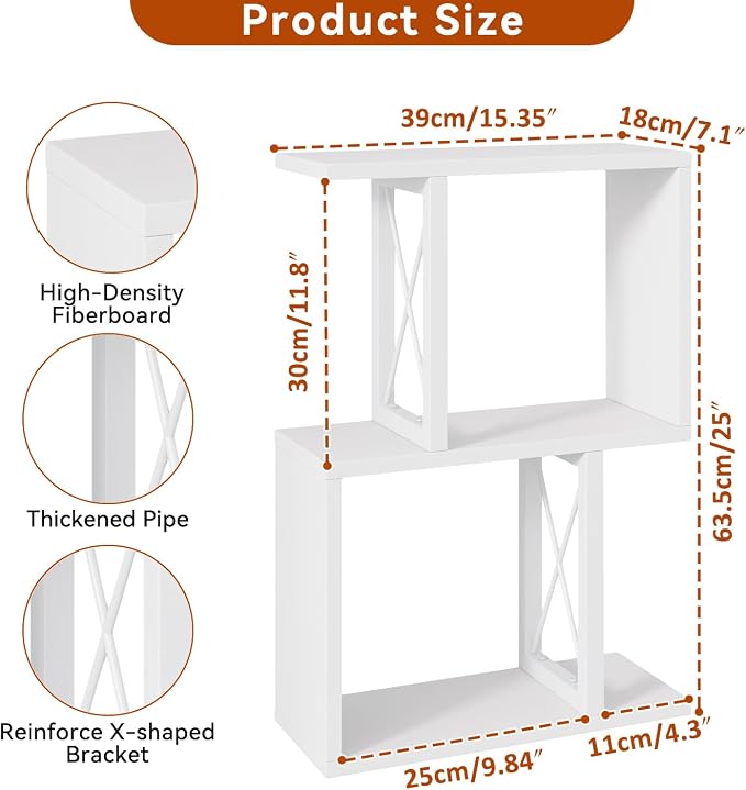 IBUYKE Desktop Bookshelf, 3-Tier Table Bookcase Shelves Storage Organizer Hutch for Office/Dorm, Solid Ability Desk Shelve UTMZ011W