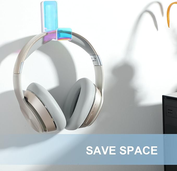 Weewooday 4 Pieces Headphone Hanger Headset Stand Holder Adhesive Wall Mount Headphone Hook for Desk Acrylic Gaming Earphones Hanger with Glues for Earphone Controller(Colorful)