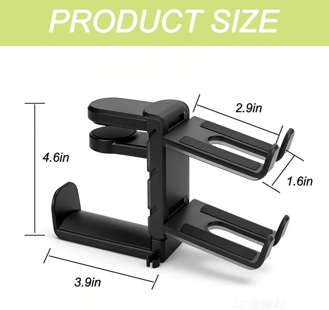 Controller Holder & Headphone Stand,3-in-1 Rotatable Under Desk Hook Compatible with PS5/Xbox,Dual Game Controller Stand & Headset Hanger, Gaming Desk Organizer (Black)