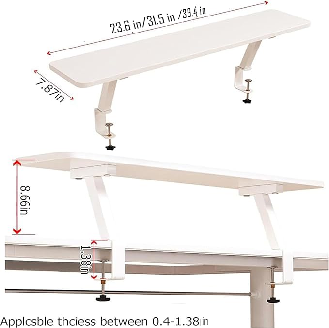 23.6x7.8 in Clamp On Desk Organizer Shelf, Above Desk Storage Extension Portable No Drill Required Bookcase Clamp Rack for Home Office Dorm Workstation and Study Space, Natural