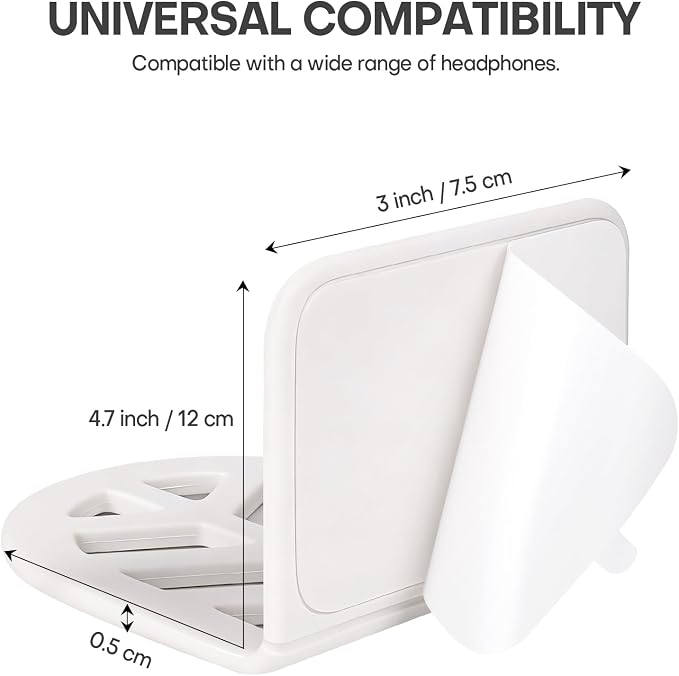 Wall Mount Headphone Stand, 2-in-1 Bendable Silicone Controller Holder, Adhesive Under Desk Hook for Gaming Office & Home, Fits All Headphones for PS5 Xbox Controllers - 1 Pack (Black/White)
