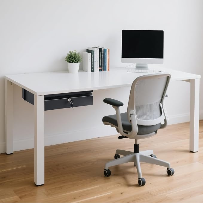 Under Desk Drawer 15.7" x 11.8" x 4.3" | Under Desk Pull Out Drawer with Lock and Keys, 4.3” & 7.5” Optional Bracket Height, Storage Organizer for Workbench