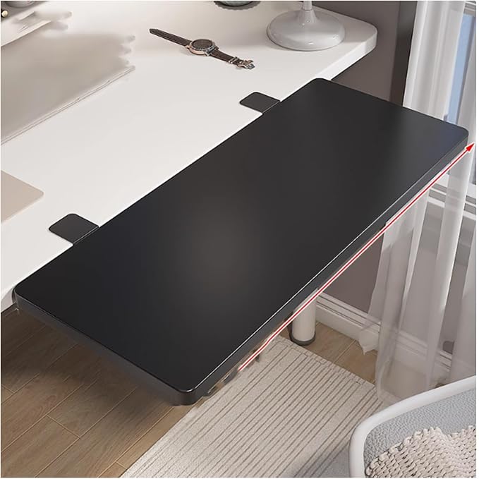 Ergonomic Desk Extender Tray, Clamp-on Kitchen & Office Table Extension, Computer Armrest Stand, Gap Rack For Home & Workspace, Enhance Comfort & Productivity Black L27.6*W9.4in