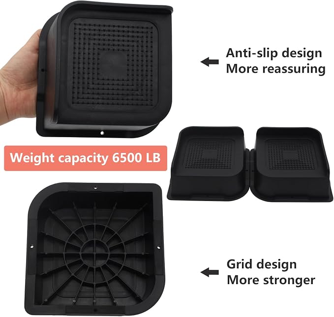 Bed Risers 2 inch Heavy Duty, 6 Pack Oversized Furniture Risers, Black Bed Lifts Risers for Table, Sofa, Chair, Couch, Desk, Bed Frame Risers Supports Up to 6,500 Lbs