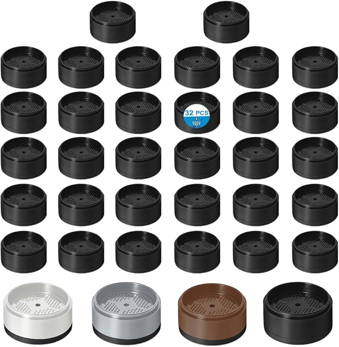 Bed Risers 1 inch, 2 inch, 3 inch, 4 inch Heavy Duty, Adjustable Furniture Riser for Table Desk Couch Sofa Chair Refrigerator Washing Machine, Stackable Bed Raisers Blocks (Black 32 Pack, 1 inch)
