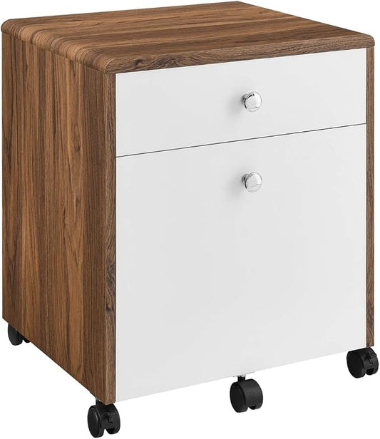 Modway EEI-5705-WAL-WHI Render Wood File Cabinet, Walnut White