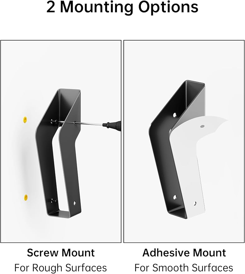 NiHome Under Desk Laptop Mount & Wall Holder, Adjustable Metal Bracket for MacBook, Keyboard, Tablet, Fits Devices up to 35mm, Screw or Adhesive Install, Space-Saving Tray Under-Desk Storage