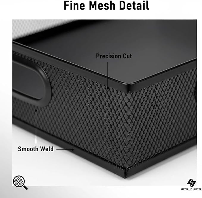Metal Mesh Desk Organizer Tray, A4 Large Office Storage Box Set, 12.6X 9.1 x 2.8Inches, and Storage Containers for Gift Wrap, and Crafts