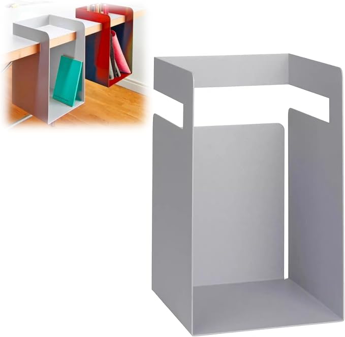 Desktop Shelf Organizer, Hanging Storage Box, Corner Storage Box, Desk Book Organizer for Office Supplies and Home Décor (Gray, Small)