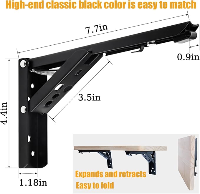 8" Lock Fold Shelf Hinge 90 Degree Drop Leaf Table Hinge Space Save | Space-saving 90° locking folding hinge, 8" bracket for DIY drop leaf tables, shelves & legs. Secure lock, easy install.