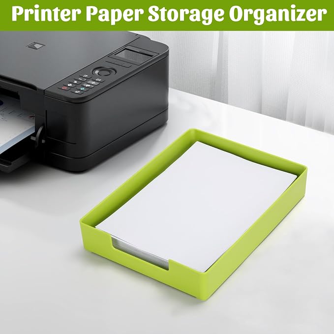 Letter-Size Tray Desk Letter Tray Paper Tray, Sturdy Heavy-Duty Plastic Printer Paper Tray, Single-Tier Stackable File Storage Organizer for Office Home (Green)