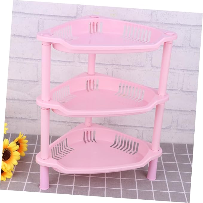 VOSAREA Plastic Storage Shelves Corner Desk Shelf Organizer Basket for Home Kitchen Bathroom Desk Stand Rack Easy Assembly