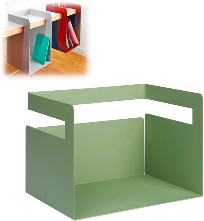 Desktop Shelf Organizer, Hanging Storage Box, Corner Storage Box, Desk Book Organizer for Office Supplies and Home Décor (Aqua, Large)