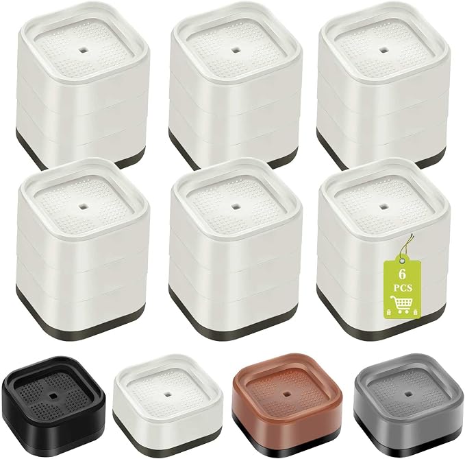 6 Pack Furniture Risers 3 Inch, Adjustable Bed Risers Heavy Duty for Table Desk Couch Chair Sofa Cabinet Bed Legs Dorm, Square Stackable Bed Raisers Blocks Lift Height 1", 2",3"or 4", White