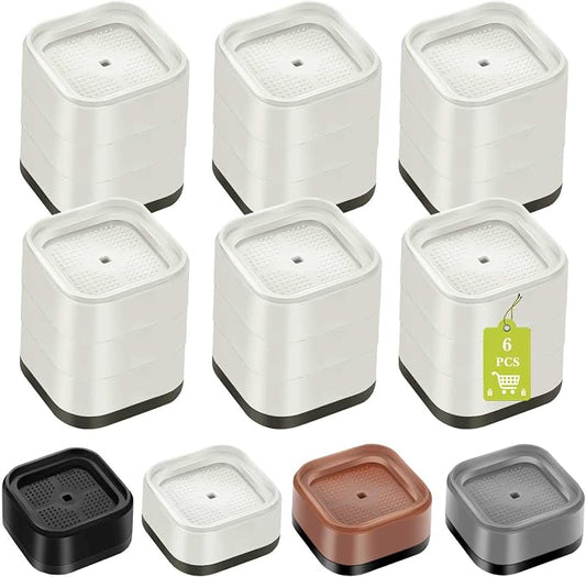 6 Pack Furniture Risers 3 Inch, Adjustable Bed Risers Heavy Duty for Table Desk Couch Chair Sofa Cabinet Bed Legs Dorm, Square Stackable Bed Raisers Blocks Lift Height 1", 2",3"or 4", White