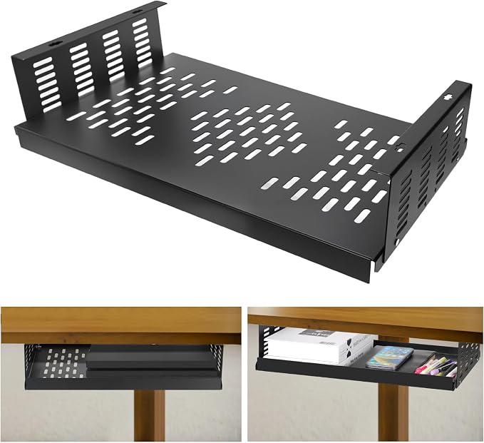 Adjustable Under Desk Mount for Small Form Factor SFF Computers and PCs, Product Using Space 17.3" x H 6" x D 12", Compatiblet with PlayStation 4(6 inch High)