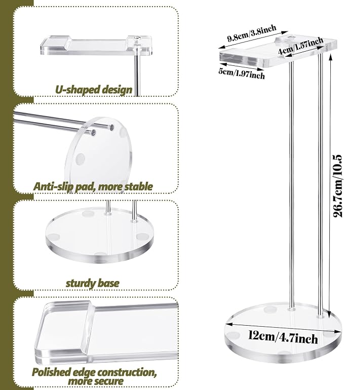 Xuhal Acrylic Headphone Stand Headset Holder for Desk, Clear Gaming Headset Stand Universal Headphone Holder for Desktop Display, with Metal Hardware(Round)