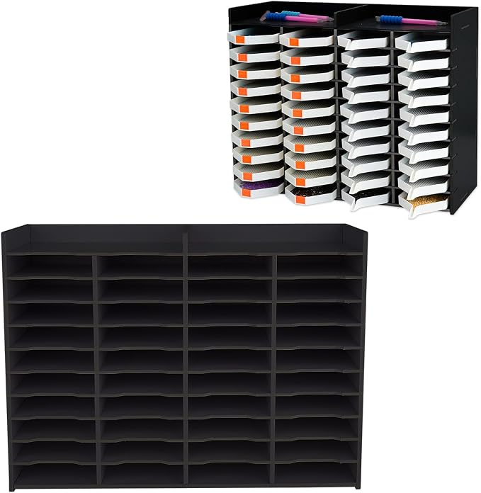Krafetto 40 Grids Diamond Painting Tray Organizer Holder Drill Pen & Multi-Boat Tray Storage Rack Art Diamond Painting Accessories Kits, for Big Size Trays, Black
