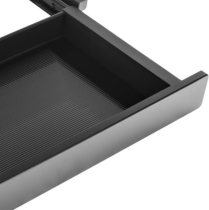 Under Desk Mounted Sliding Drawer to Pull Out, Attachable Desk Pencil Drawer with Ball-Bearing Slides, Metal and Plastic Storage Drawer (Black)