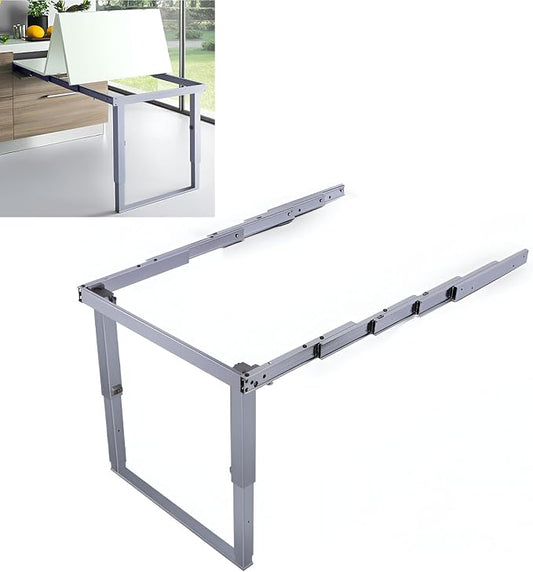AIZYR Aluminum Full Extension Rail Telescopic Folding Desk Drawer Slides, Cabinet Slide Rail Extension Table Top for Concealed Kitchen Countertop,440x600mm