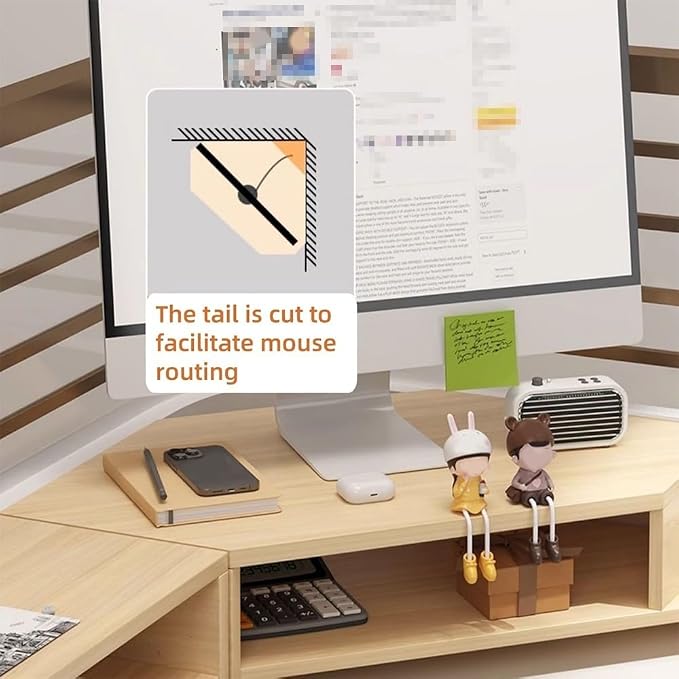 Corner Monitor Stand for Desk, Laptop Stand and Monitor Riser for Desktop Computer, Office Desk Accessories and Organizer, Space-Saving Corner Desk Shelf, Computer Stand(White,B)