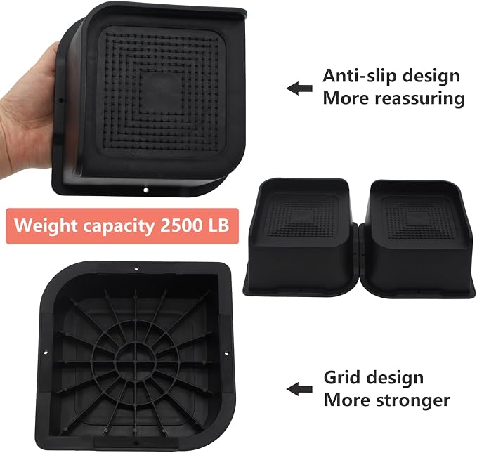 Oversized Bed Risers 3 inch Heavy Duty (Set of 8), Furniture Risers, Black Bed Lifts Risers for Table, Sofa, Chair, Couch, Desk, Bed Frame Risers Supports Up to 3,500 Lbs