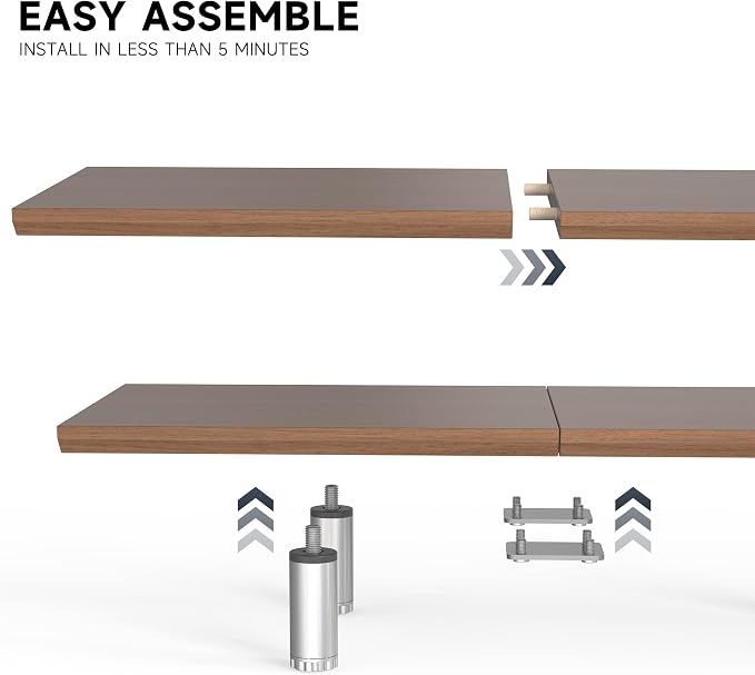 Fenge 39.4 Inch Dual Monitor Stand, Height Adjustable Monitor Riser Stand for Desk, Wooden & Steel Monitor Shelf for 2 Computers up to 99lbs, Stable Desk Organizer for PC Laptop TV, Brown