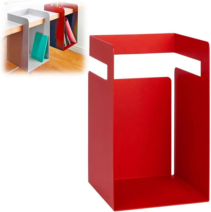Desktop Shelf Organizer, Hanging Storage Box, Corner Storage Box, Desk Book Organizer for Office Supplies and Home Décor (Red, Small)