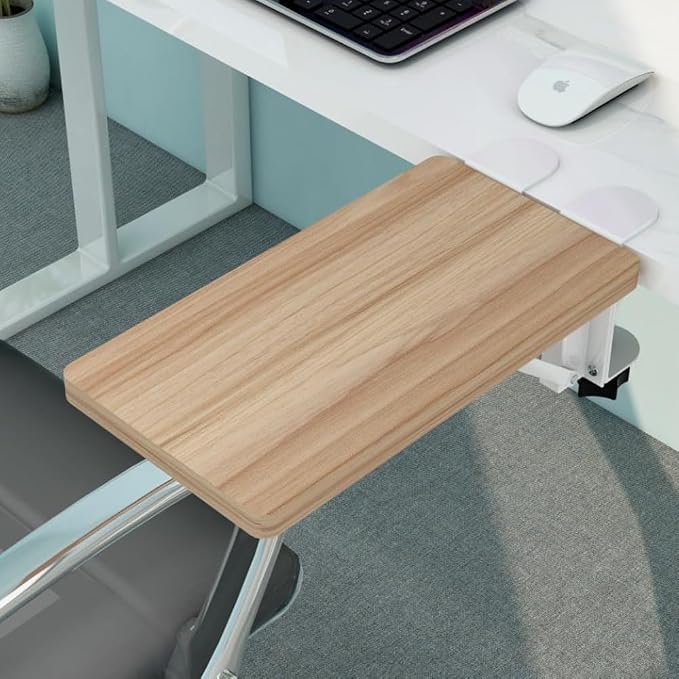 Foldable Desk Extender Tray with Clamp-On Mount for Office and Home Use, Ergonomic Arm and Wrist Support