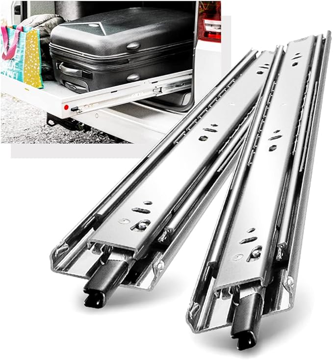 YENUO Heavy Duty Drawer Slides Full Extension with Lock Side Mount 14 16 18 20 22 24 26 28 30 32 34 36 40 Inch Ball Bearing Metal Rails Track Guide Glides Runners 80 Lbs 1 Pair (with Lock, 32 inch)