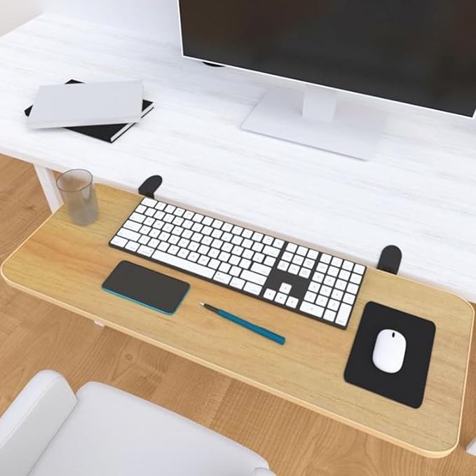 Expandable Tray Keyboard Shelf 90° No Drill Office Extension - Space-Saving Workstation Organizer for Home & Office Use (One Color 52x24cm)