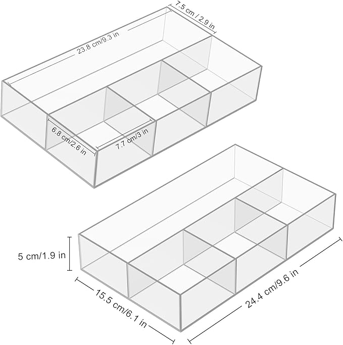 JessLab Acrylic Makeup Organizers, 2-Pack Bathroom Organizer for Drawer, Cosmetic Display Cases for Vanity, Countertop, Desk, Kitchen, and Cabinet Storage