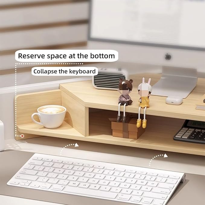 Corner Monitor Stand for Desk, Laptop Stand and Monitor Riser for Desktop Computer, Office Desk Accessories and Organizer, Space-Saving Corner Desk Shelf, Computer Stand(Black,B)