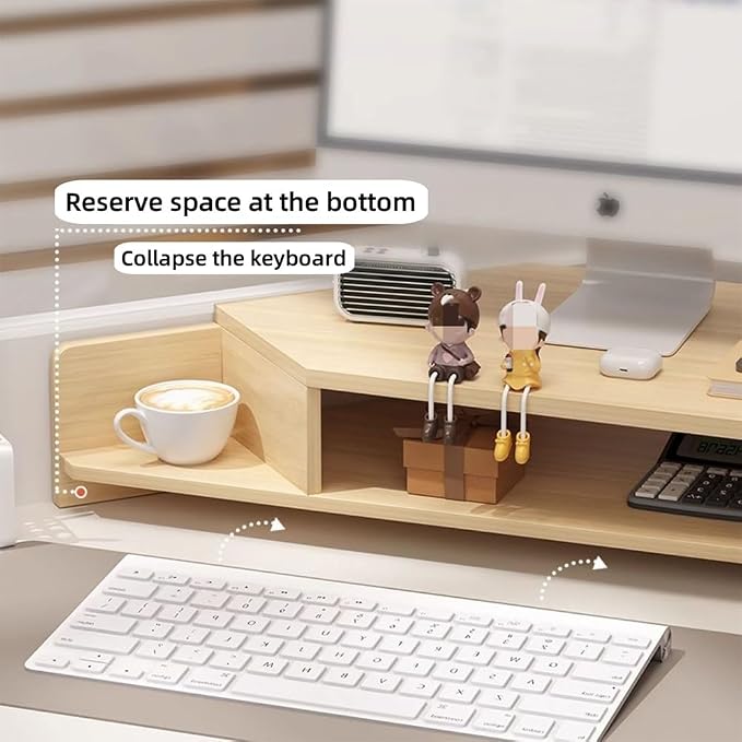 Corner Monitor Stand for Desk, Laptop Stand and Monitor Riser for Desktop Computer, Office Desk Accessories and Organizer, Space-Saving Corner Desk Shelf, Computer Stand(White,B)