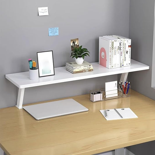 Clamp On Desktop Bookshelf, Versatile Desktop Shelf, Organizer Table Shelf, Computer Desk Heightening Shelves, C-Clamp Design with Rubber Pad, for Table Accessories(White,40cm/16in)