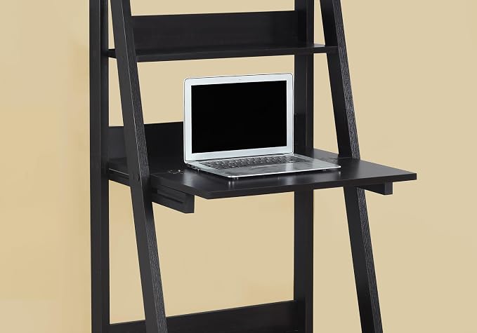 Monarch Specialties Tryy Ladder Desk - Bookcase - Wall Bookshelf - Stand Shelf, 61"H, Cappuccino