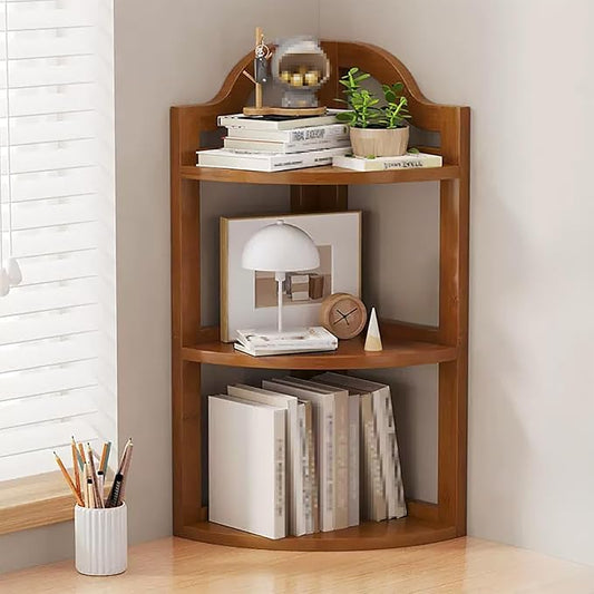 Desktop Bookshelf, Corner Shelf, Space-Saving Desk Storage Rack, Open Bookcase for Organization in Home or Office, 3-Tier Design