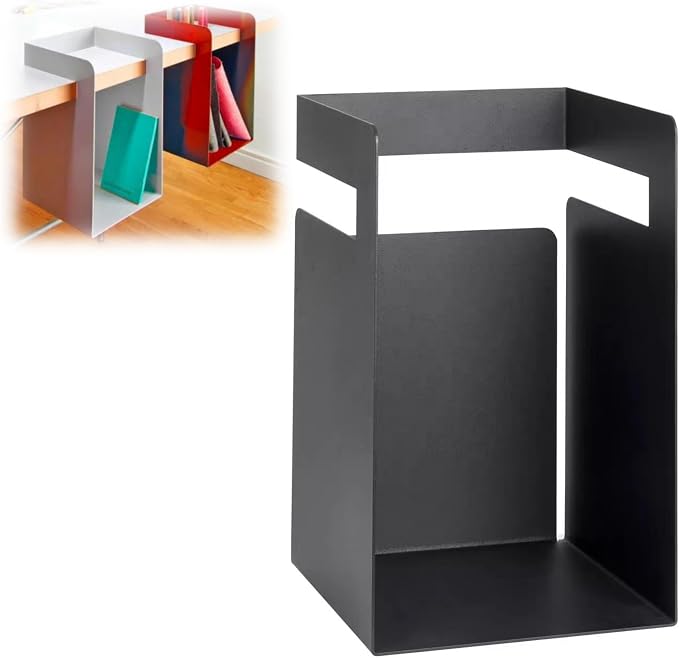 Desktop Shelf Organizer, Hanging Storage Box, Corner Storage Box, Desk Book Organizer for Office Supplies and Home Décor (Black, Small)