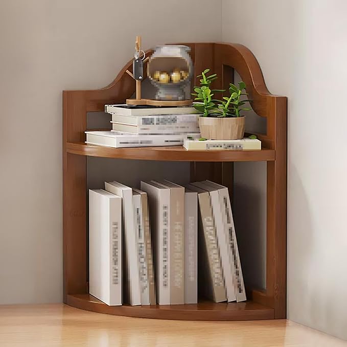 Desktop Bookshelf, Corner Shelf, Space-Saving Desk Storage Rack, Open Bookcase for Organization in Home or Office, 3-Tier Design