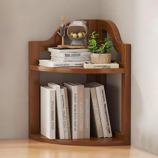 Desktop Bookshelf, Corner Shelf, Space-Saving Desk Storage Rack, Open Bookcase for Organization in Home or Office, 3-Tier Design