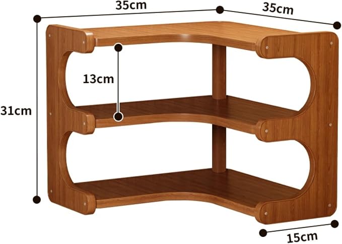 Corner Desktop Organizer Stable Durable, Solid Wood & Multi-Ply Board Corner Storage Shelf Space-Saving Empty Corner Decor with Rounded Edges for Home Office, Bedroom, Living Room and Kitchen