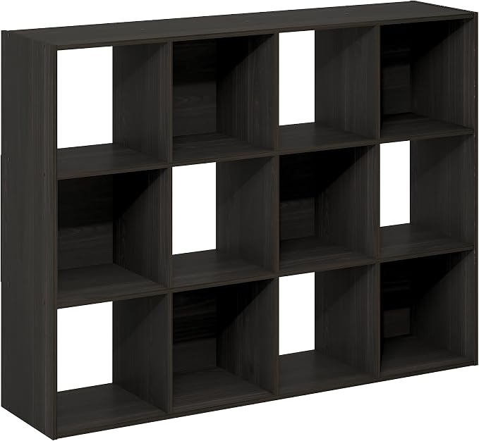 Furinno PELLI Book Shelf, 12-Cube Bookshelf, Cube Storage Organizer Bookcase, 11.7 x 47.6 x 36, for Living Room, Bedroom, Home Office, Espresso