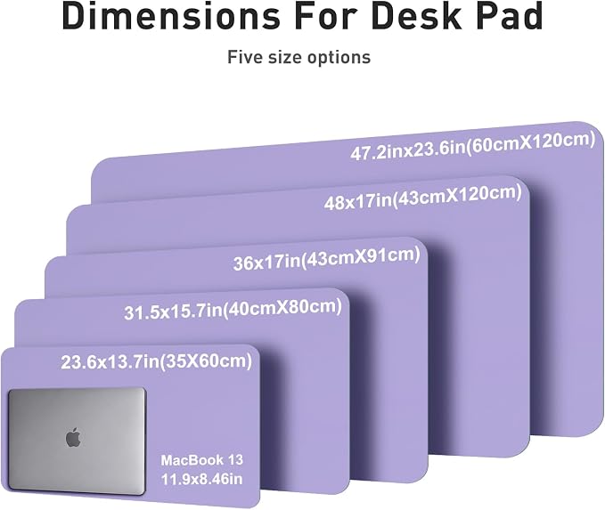 Aothia Faux Leather Desk Mat (Light Purple, 36" x 17")
